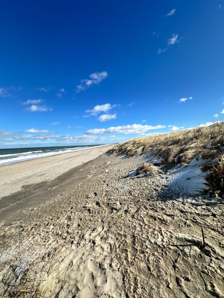 a sandy beach with a blue sky (MyCoast AI)