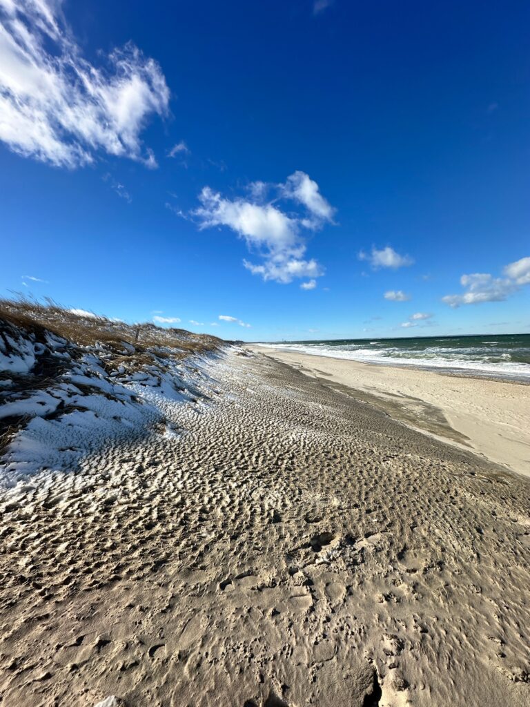 a sandy beach with a blue sky (MyCoast AI)