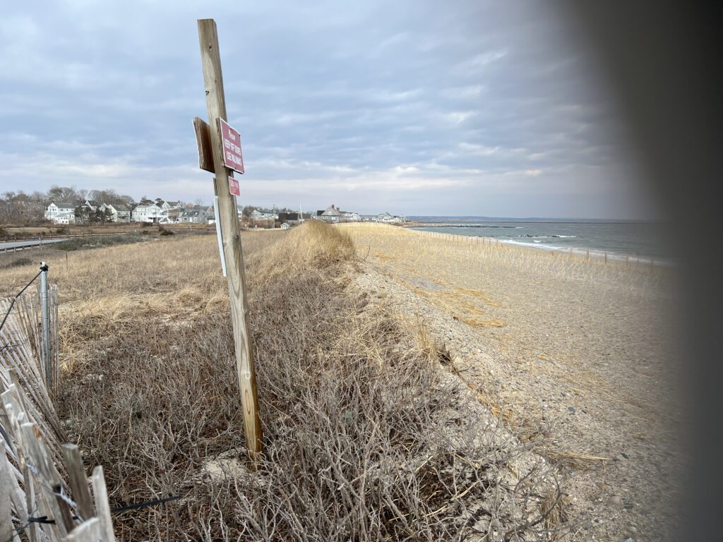 a beach with a sign (MyCoast AI)