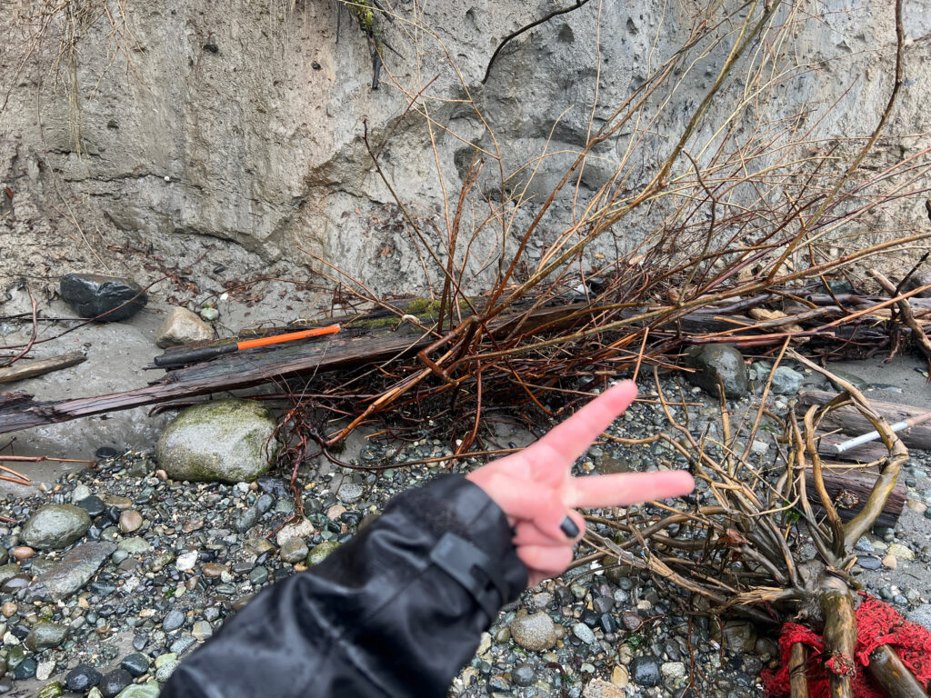 a hand with a finger pointing at a stream (MyCoast AI)