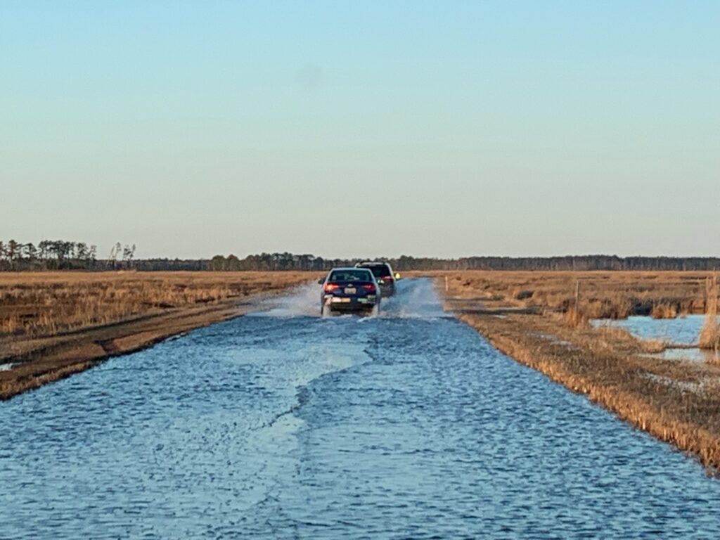 a car driving on a river (MyCoast AI)