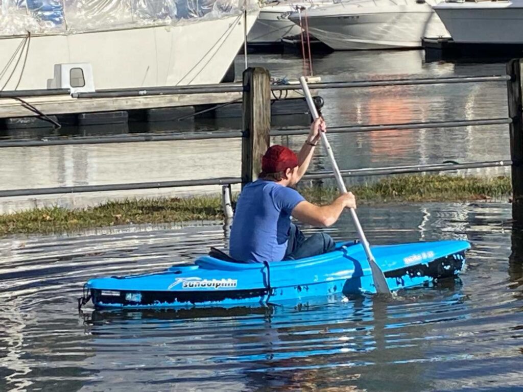a person rowing a boat (MyCoast AI)