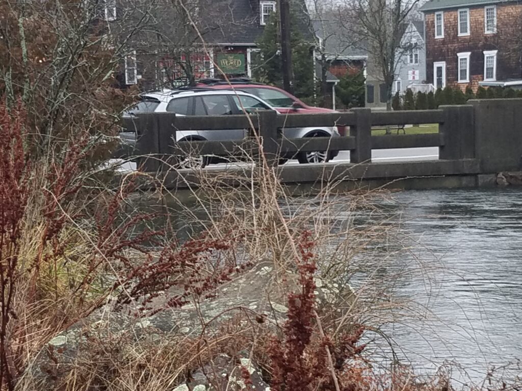 a car parked on a bridge over a river (MyCoast AI)