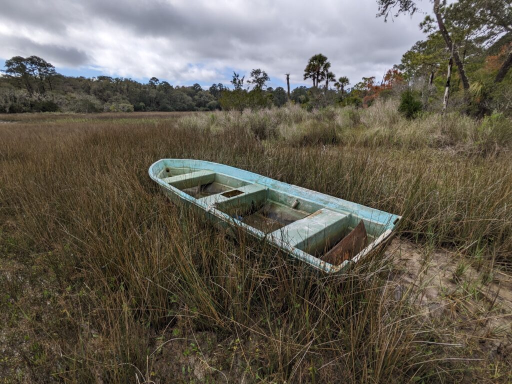 a boat in a field (MyCoast AI)