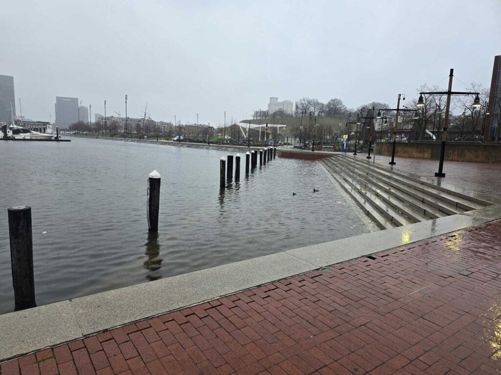 a brick walkway next to a body of water (MyCoast AI)