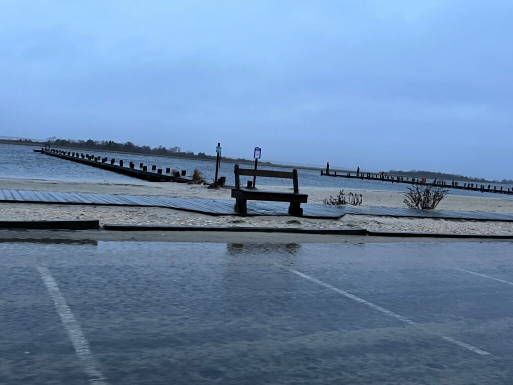 a bench sits on the side of a road (MyCoast AI)