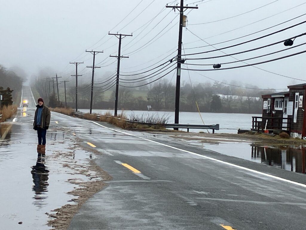 a person walking on a wet road (MyCoast AI)