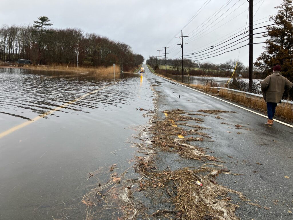 a person walking on a wet road (MyCoast AI)