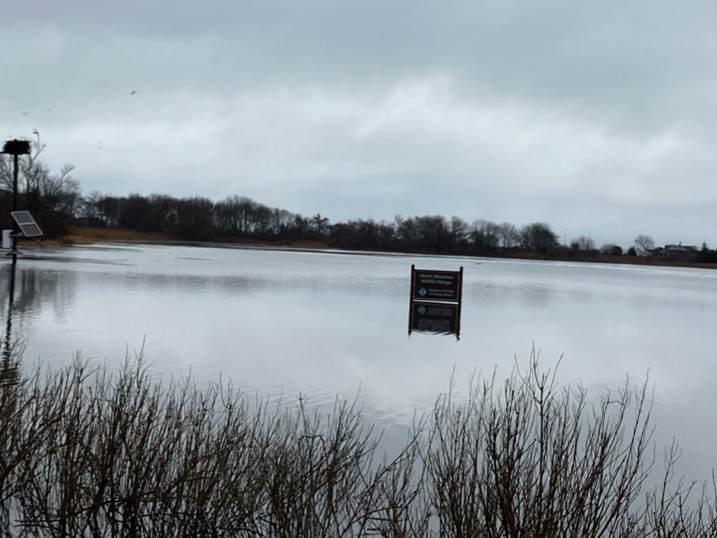 a lake with a sign in the middle (MyCoast AI)