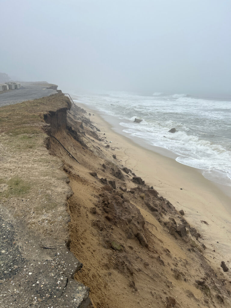 a sandy beach with waves crashing on it (MyCoast AI)