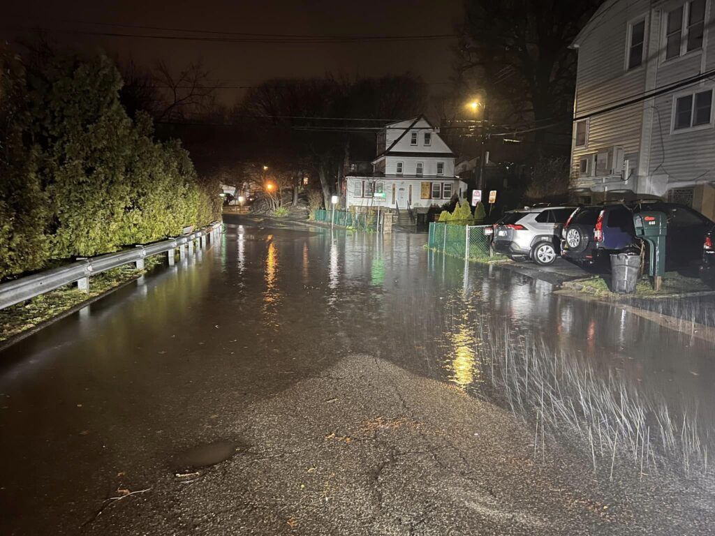 a flooded street at night (MyCoast AI)