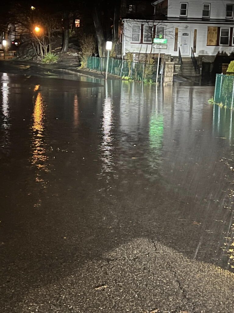 a wet street at night (MyCoast AI)
