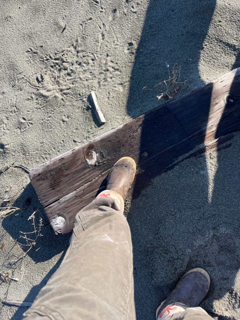 a person's feet on a wooden bench (MyCoast AI)