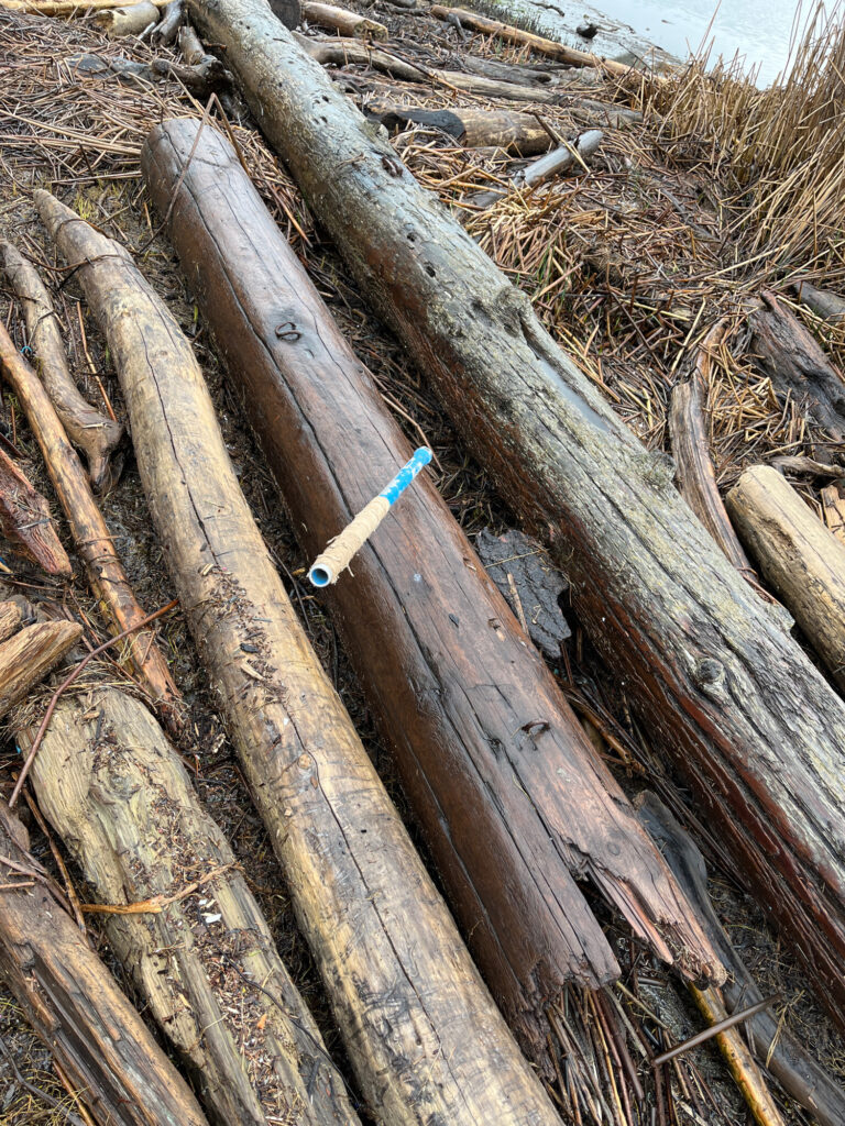a wood fence with a blue pen (MyCoast AI)