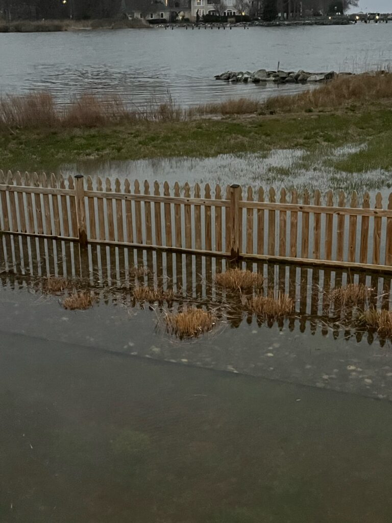 a wooden fence in front of a body of water (MyCoast AI)