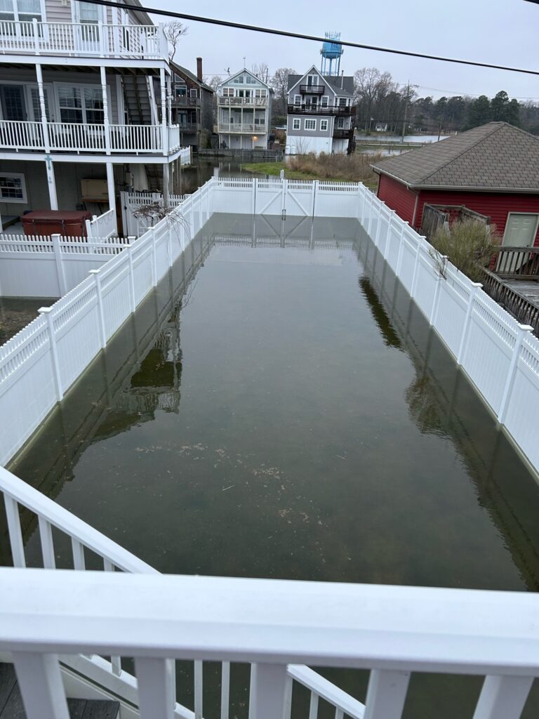 a pool of water surrounded by buildings (MyCoast AI)