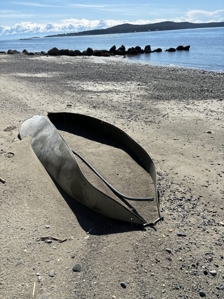 a metal object on a beach (MyCoast AI)