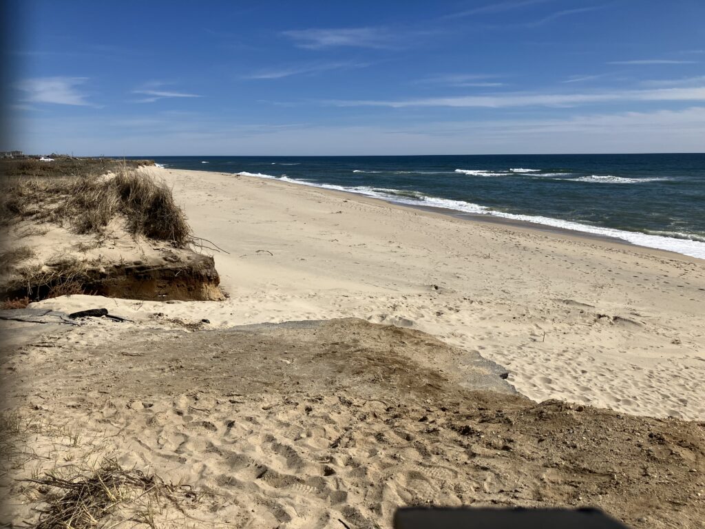 a sandy beach with waves crashing on it (MyCoast AI)