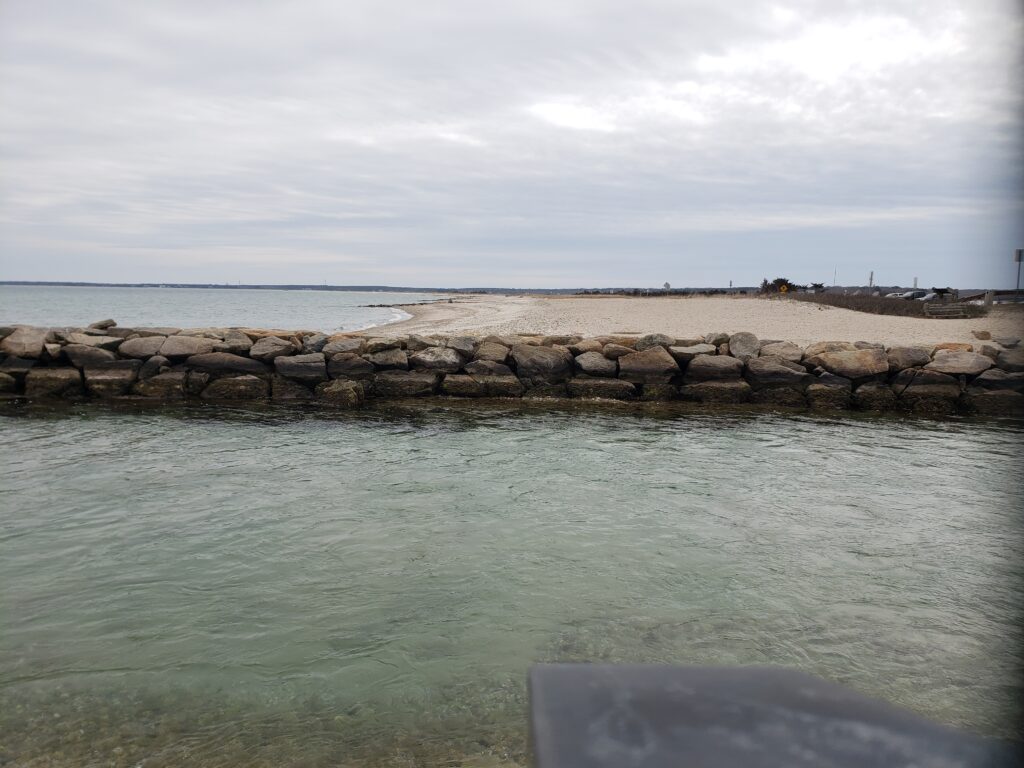 a rocky beach with a body of water in the background (MyCoast AI)