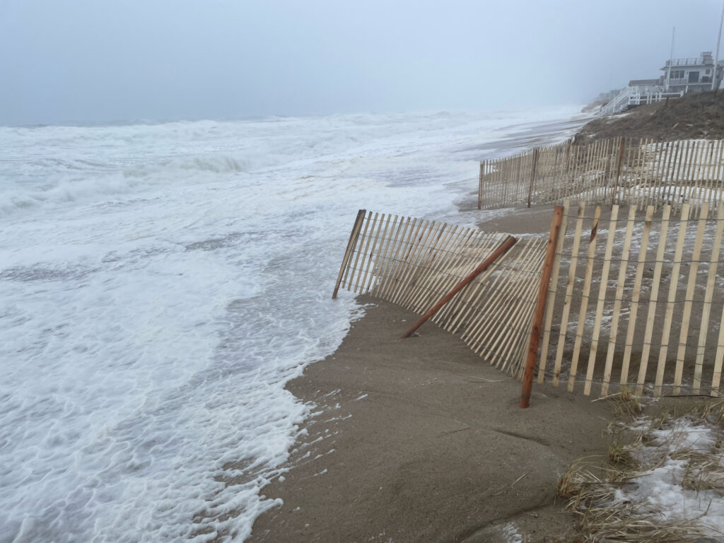 a wooden bench on a beach (MyCoast AI)