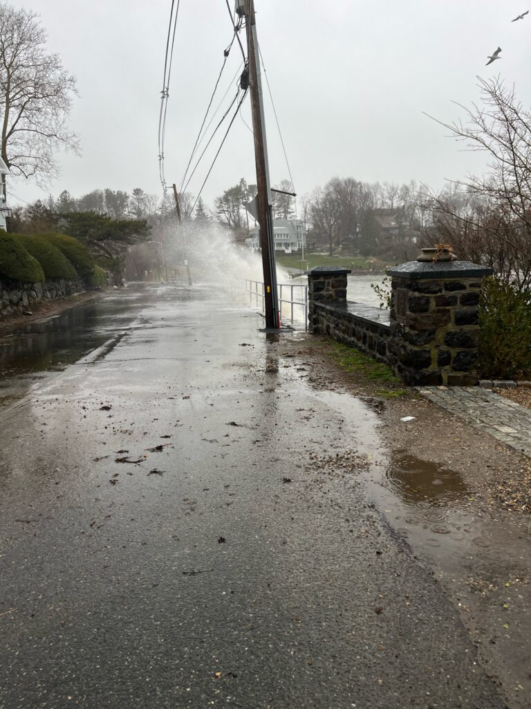 a flooded area with a water tower (MyCoast AI)