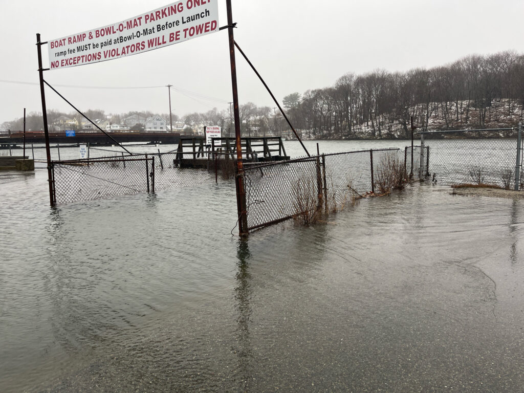 a flooded area with a bridge (MyCoast AI)