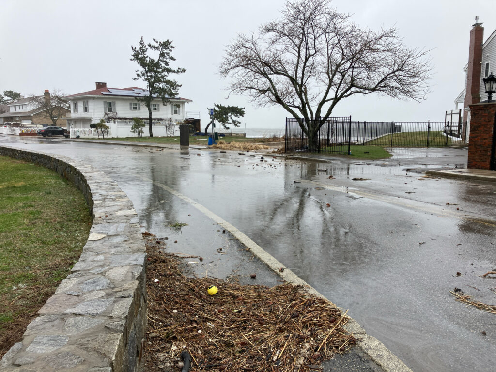 a flooded street with houses (MyCoast AI)