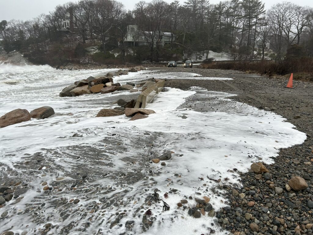 a snowy landscape with rocks and trees (MyCoast AI)