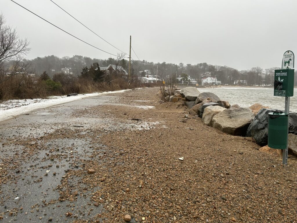 a road with rocks and a sign (MyCoast AI)