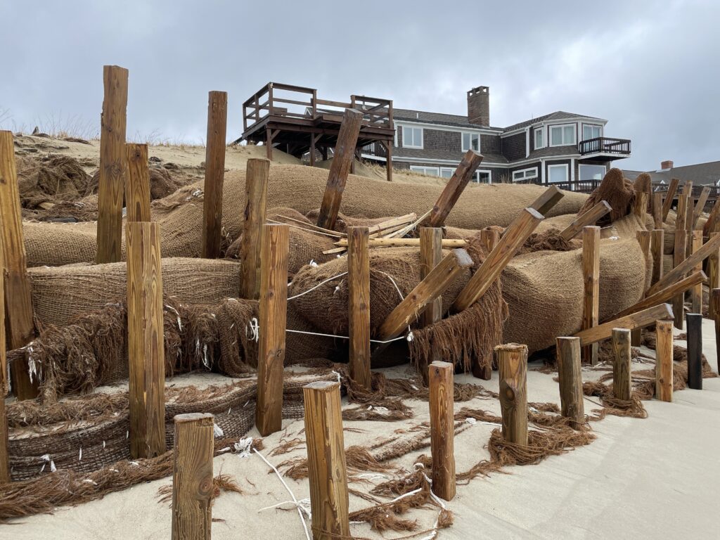 a group of hay bales on a beach (MyCoast AI)