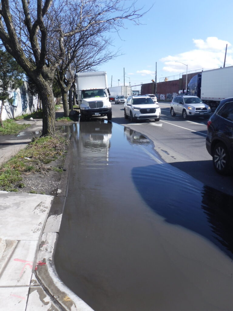 a puddle of water on a road (MyCoast AI)