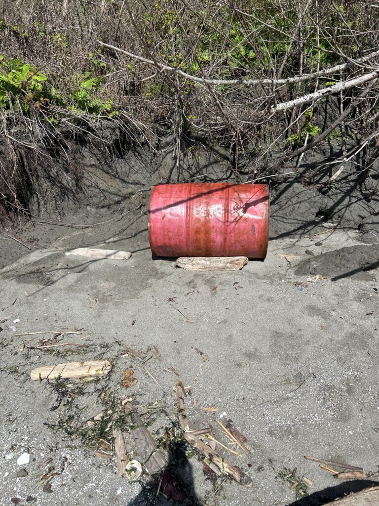 a red rectangular object on the ground (MyCoast AI)