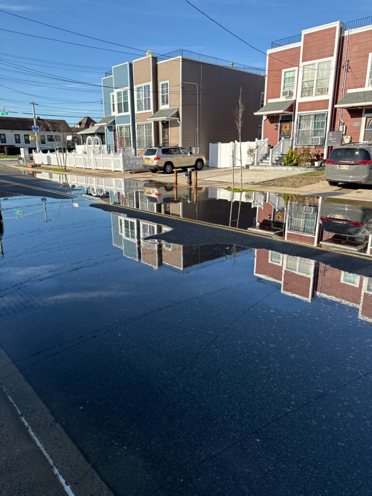 a puddle of water in a street (MyCoast AI)