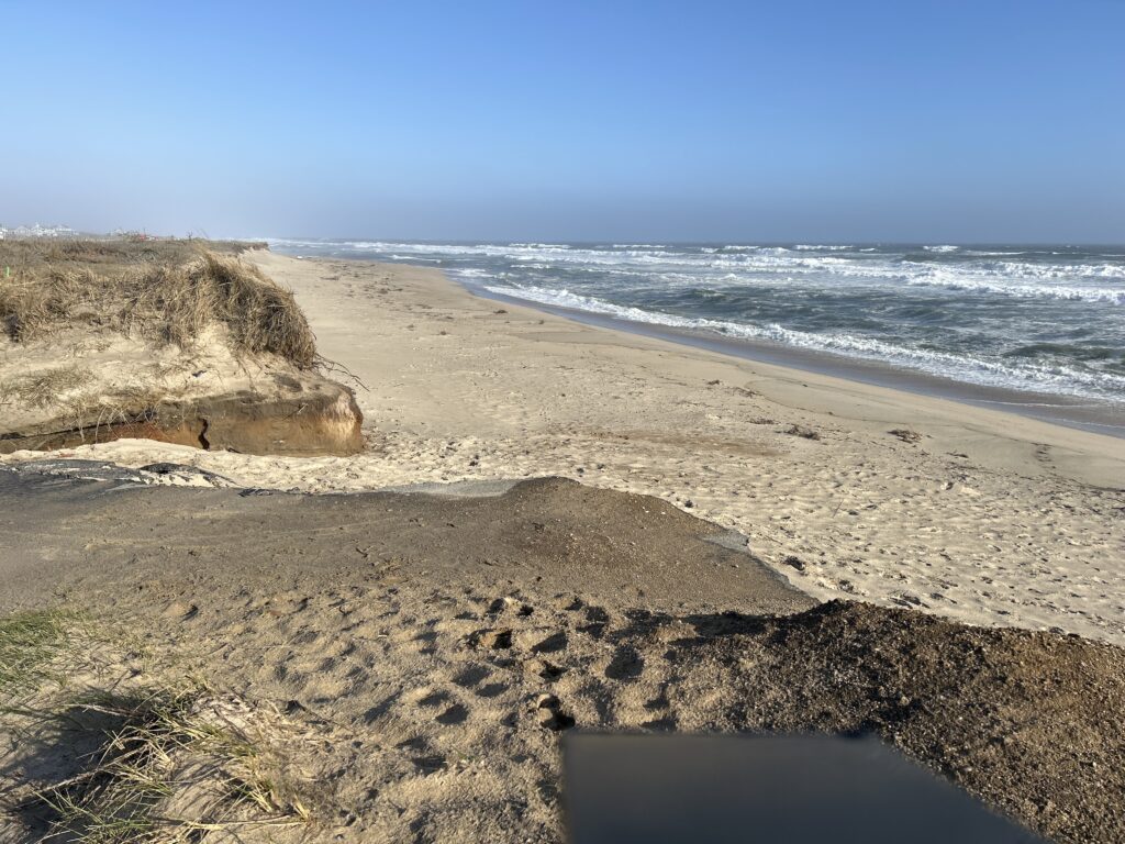 a sandy beach with waves crashing on it (MyCoast AI)