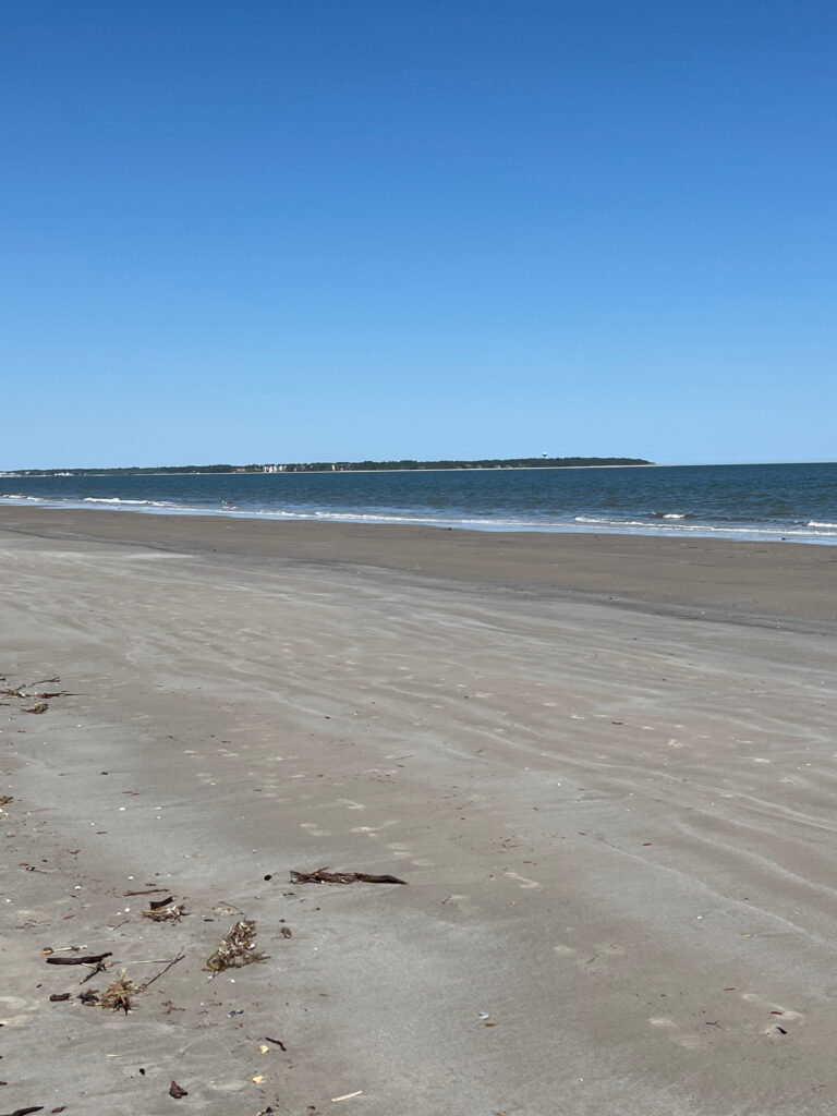 a sandy beach with waves crashing (MyCoast AI)