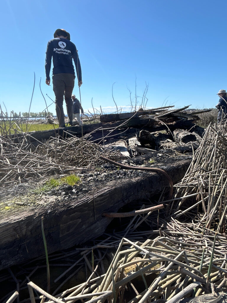a man standing on a pile of wood (MyCoast AI)