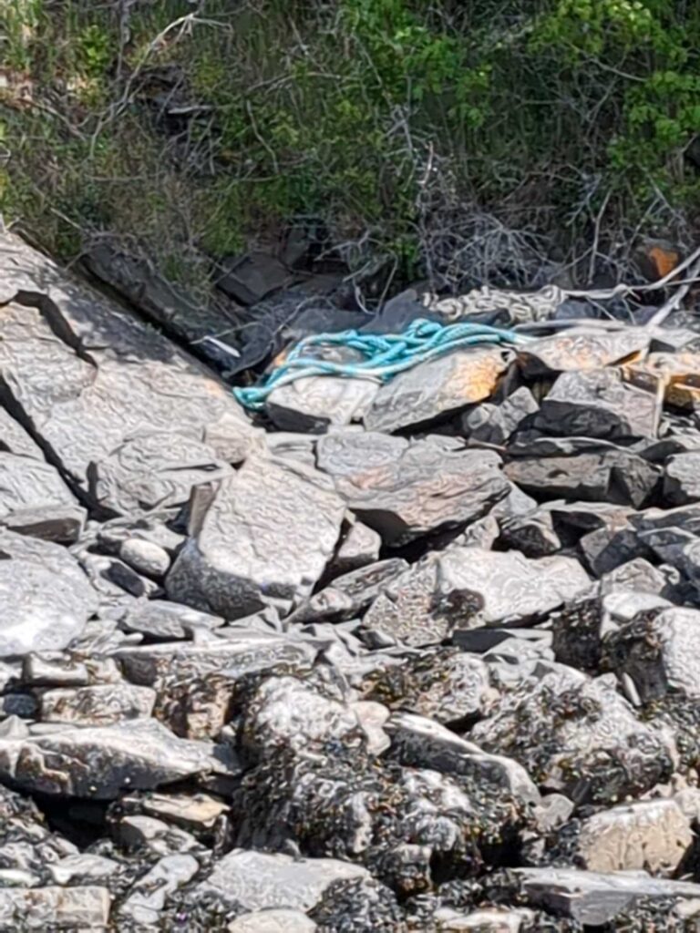 a pile of rocks and a tarp on the ground (MyCoast AI)