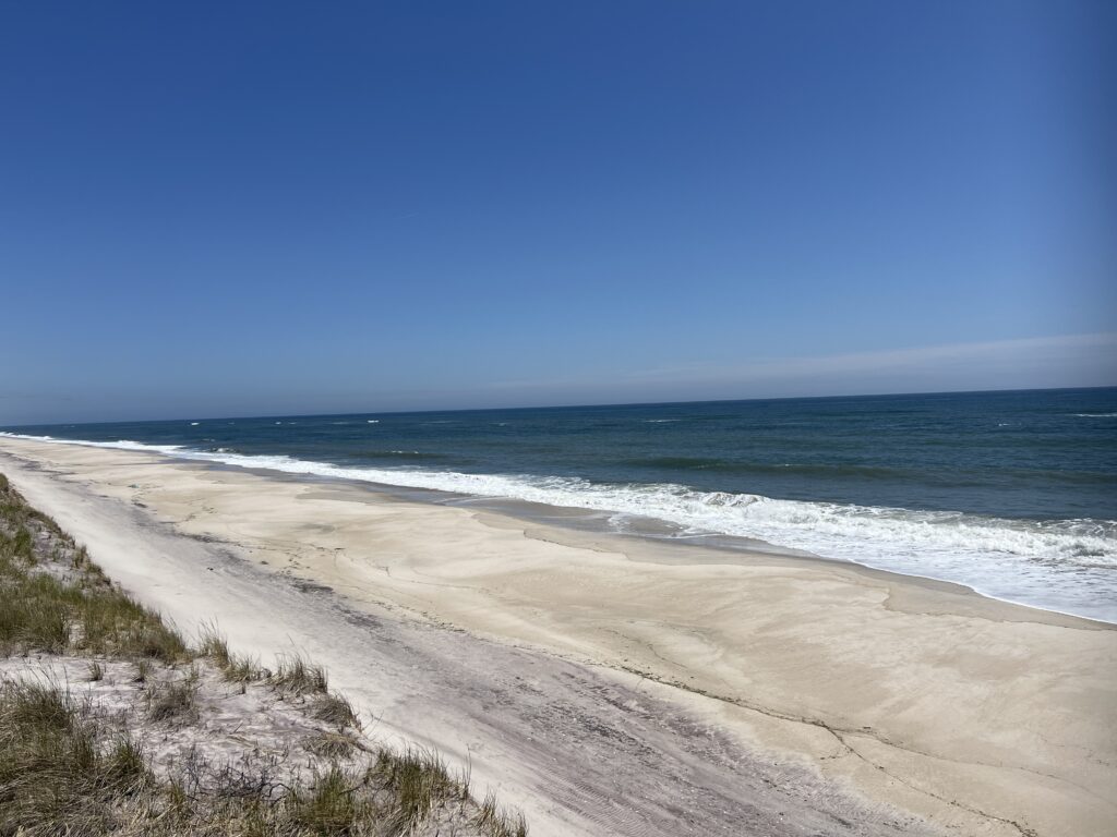 a sandy beach with waves crashing on it (MyCoast AI)