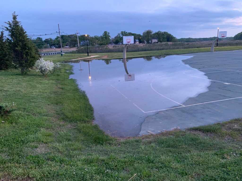 a pond with a small dam (MyCoast AI)