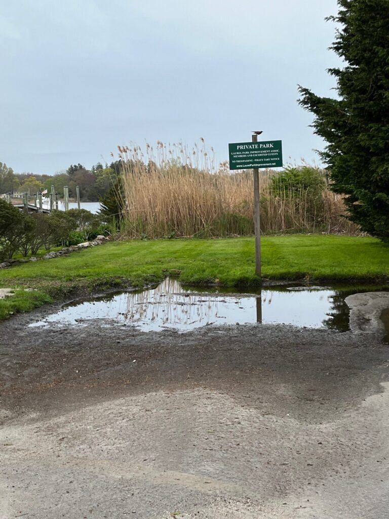 a puddle of water on a road (MyCoast AI)