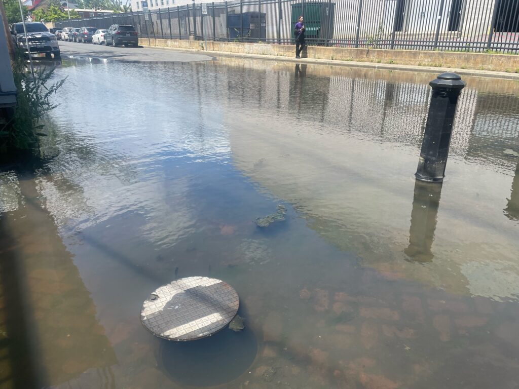 a person standing in a flooded street (MyCoast AI)