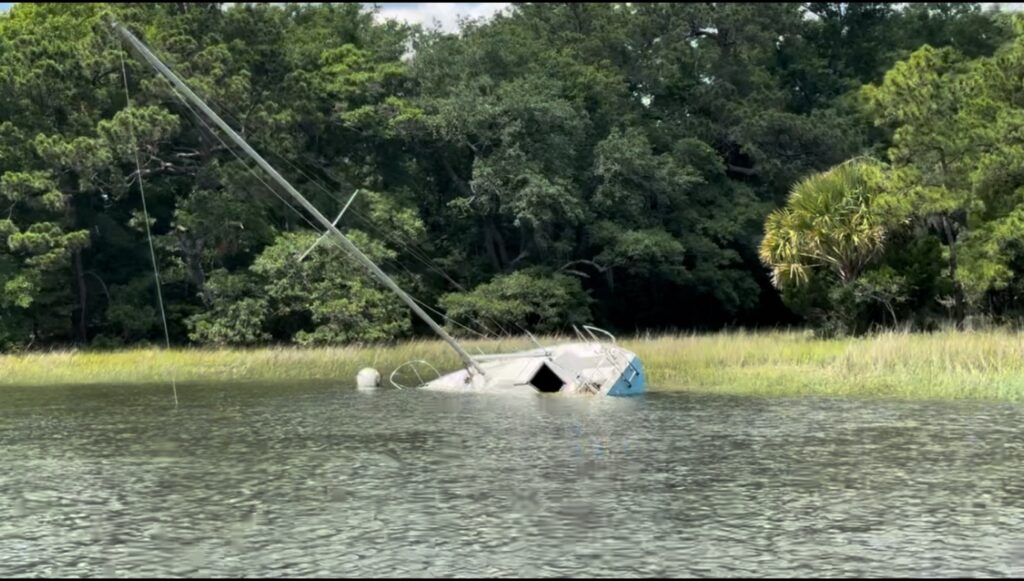 a boat in a river (MyCoast AI)