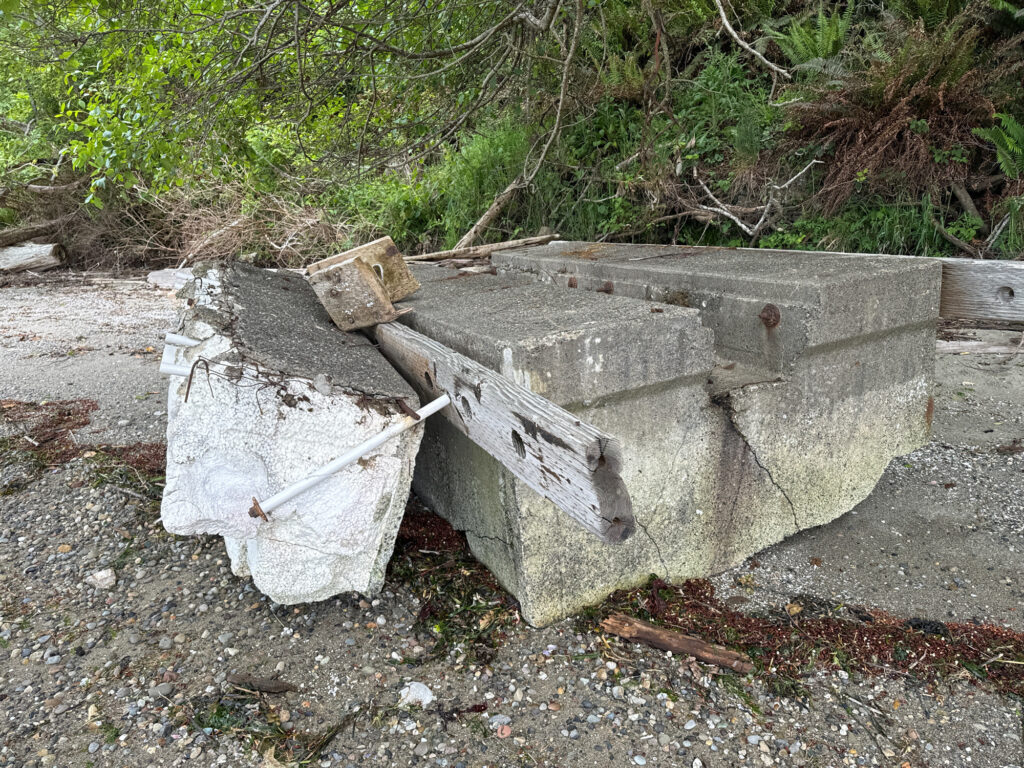 a broken concrete bench (MyCoast AI)