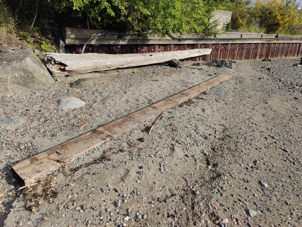 a railroad track with rocks and trees (MyCoast AI)