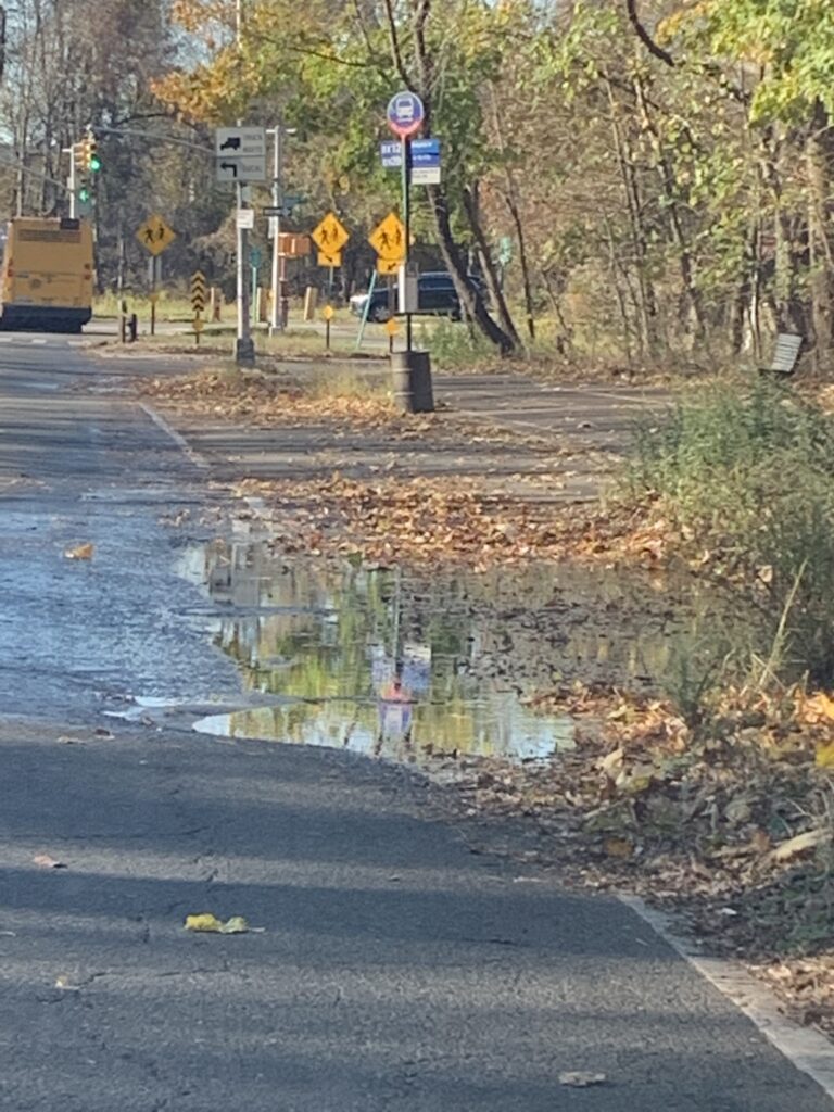 a flooded street with a truck and a van (MyCoast AI)