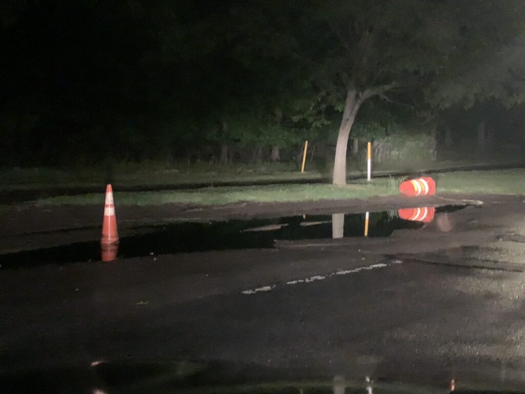 a road with cones on the side (MyCoast AI)