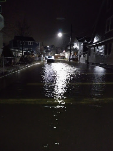 a wet street at night (MyCoast AI)