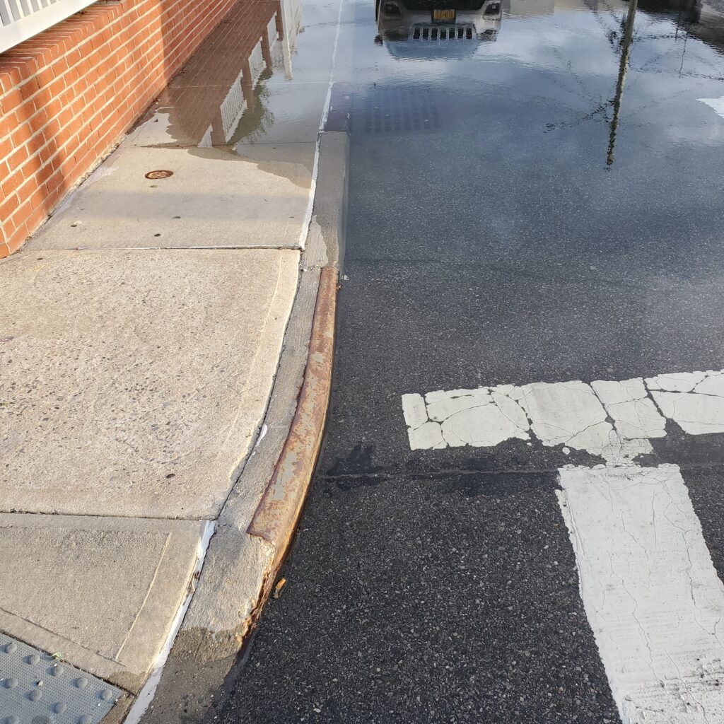 a road with a puddle on the side (MyCoast AI)