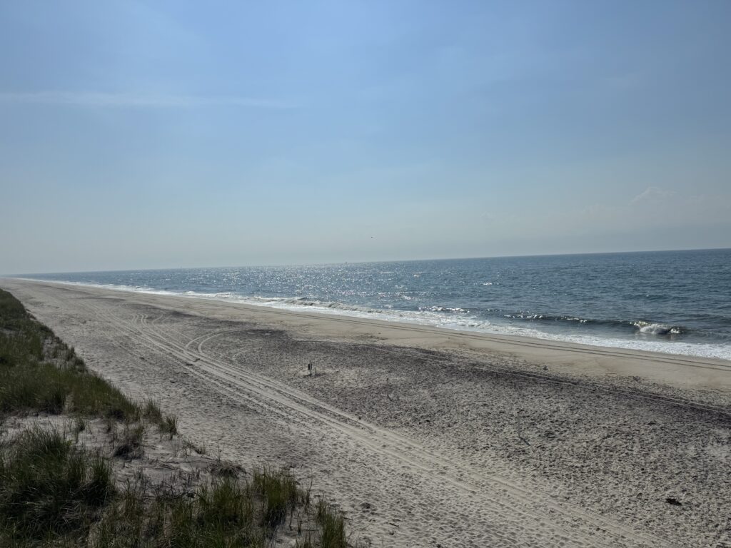 a sandy beach with waves crashing on it (MyCoast AI)