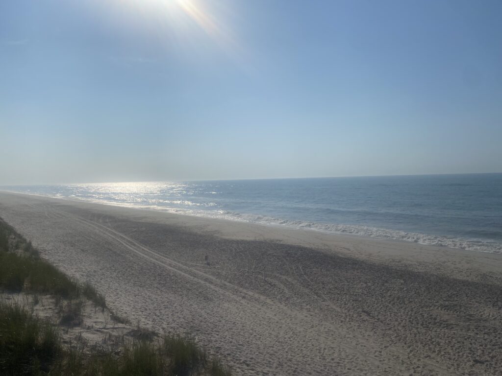 a sandy beach with waves crashing on it (MyCoast AI)
